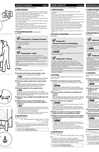 yamaha雅马哈SPS-5000 Owner’s Manual